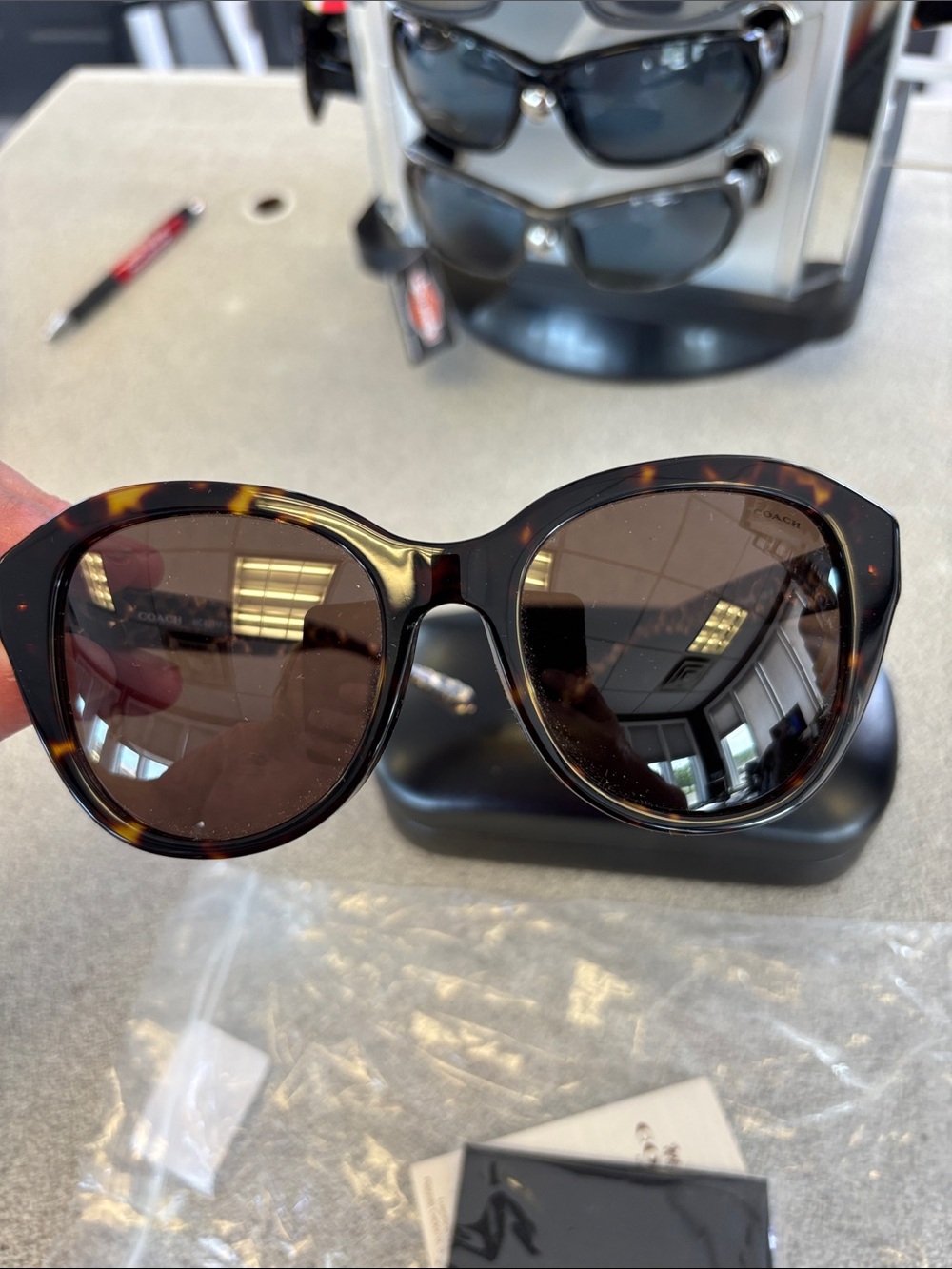 Coach Women's Tortoise Shell Sunglasses with Brown Lenses - Picture 7 of 8